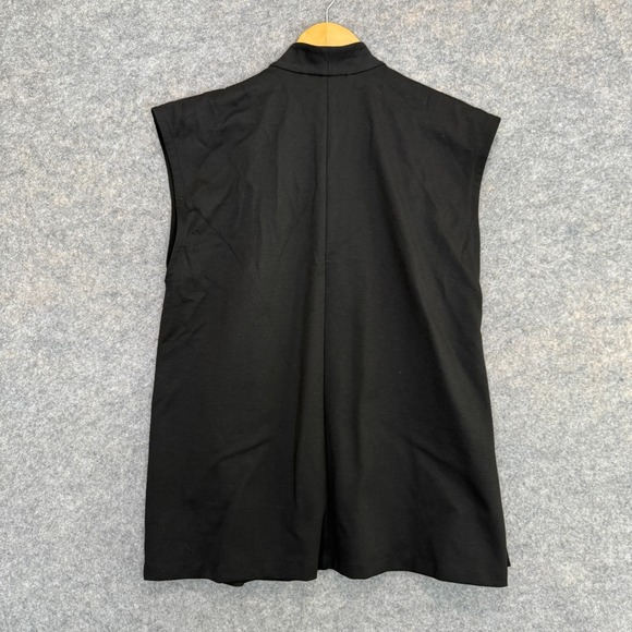 Eileen Fisher High Collar Long Vest Womens Small Open Pockets Sleeveless Organic - Picture 8 of 9